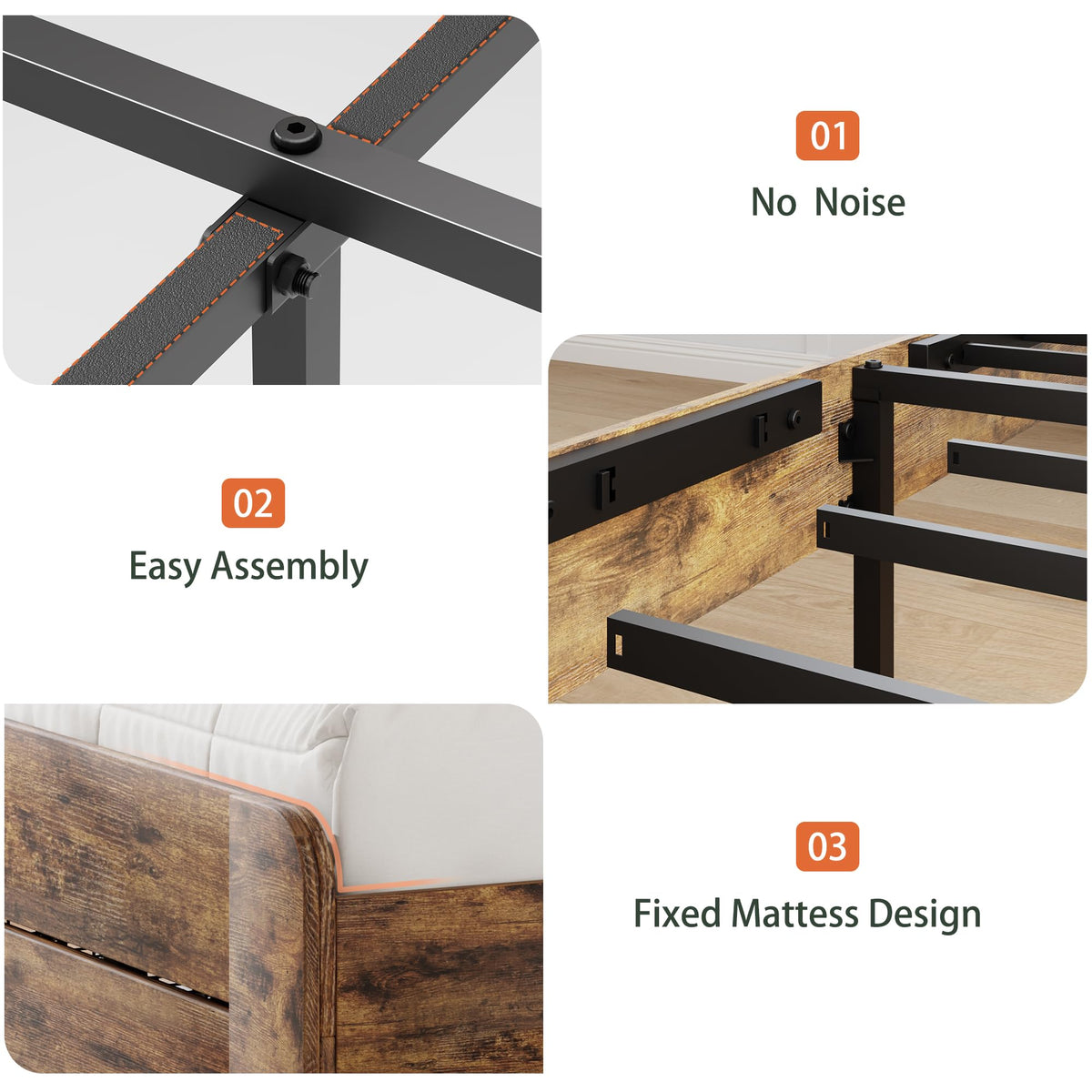 Queen Size Wooden Bed Frame with Storage Drawers G2860
