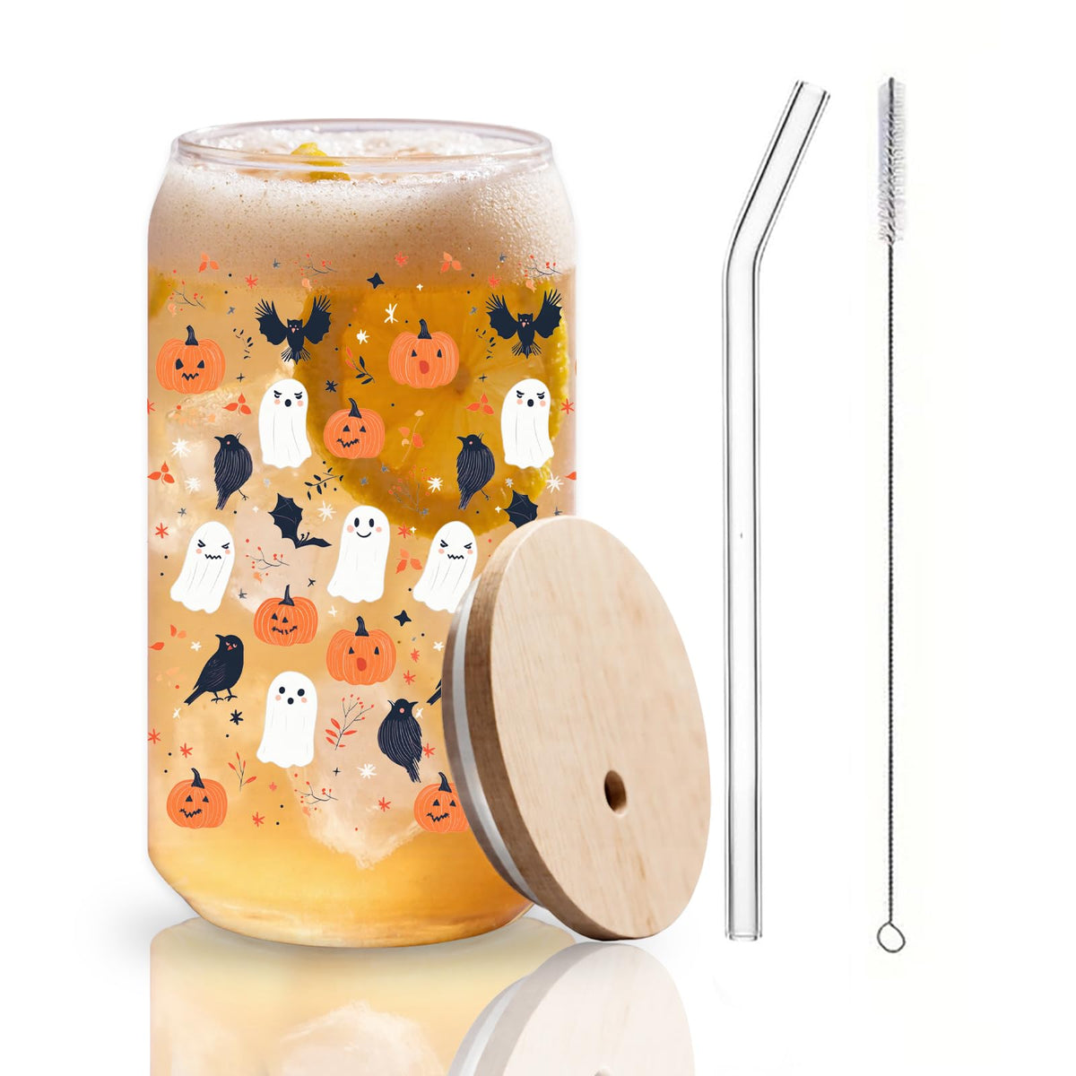 22oz Glass Tumbler with Lid & Straw G79066