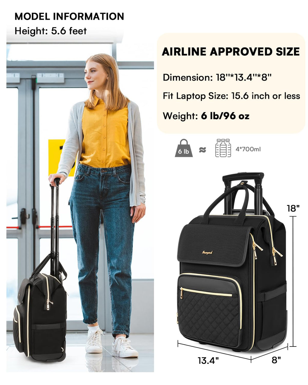Rolling Laptop Backpack with Wheels P330353