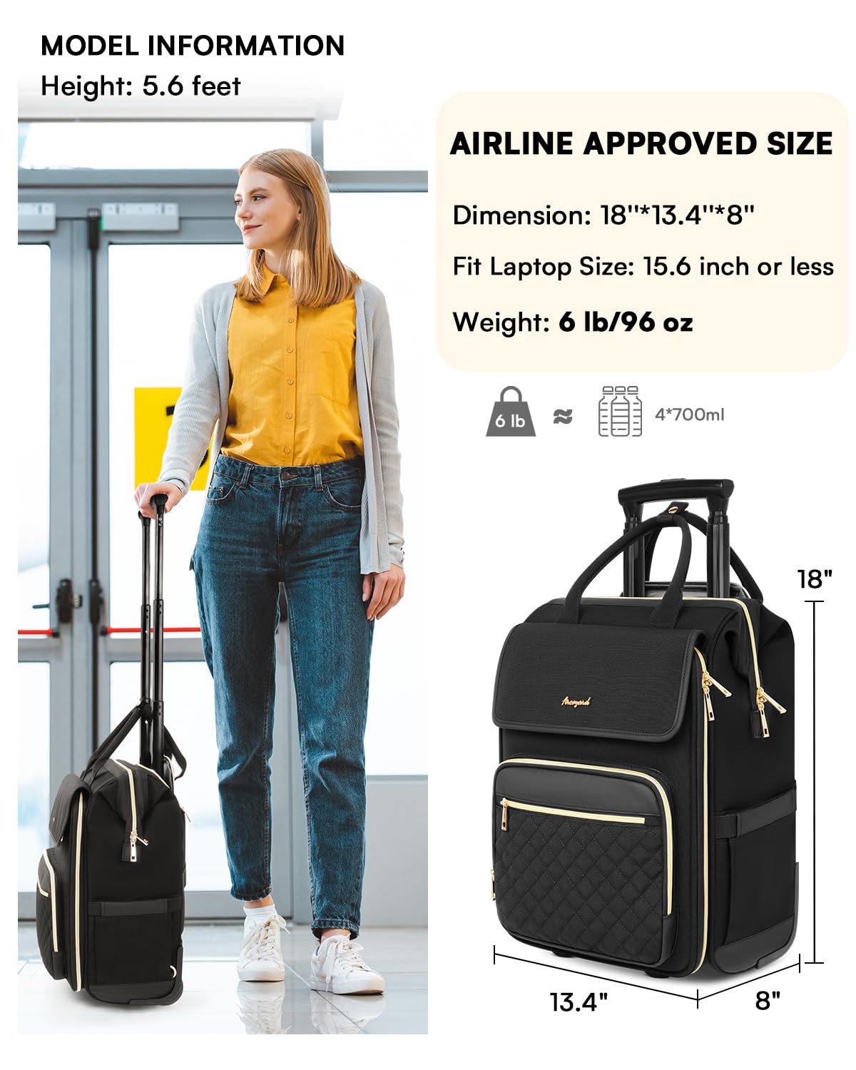 Rolling Laptop Backpack with Wheels P330353