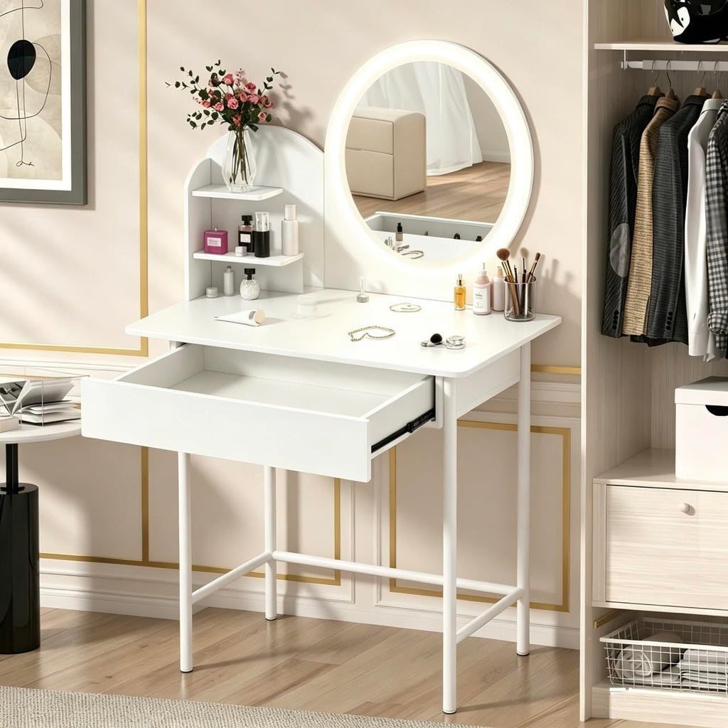 Vanity Desk with Mirror and LED Lights K522