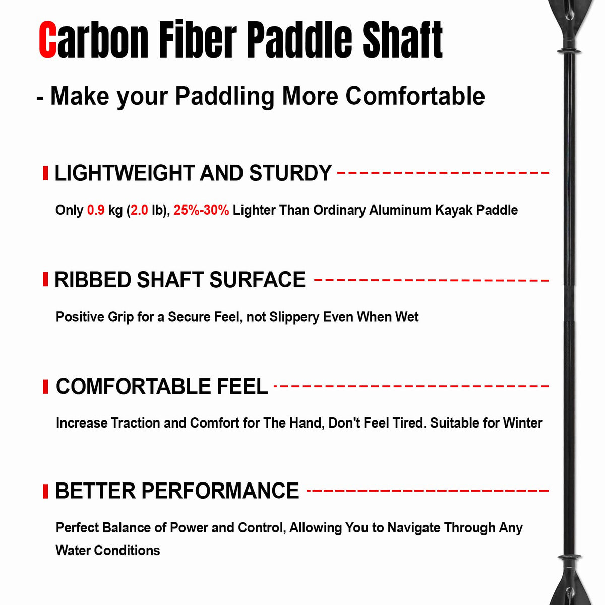 Adjustable Lightweight Carbon Fiber Kayak Paddle N8450