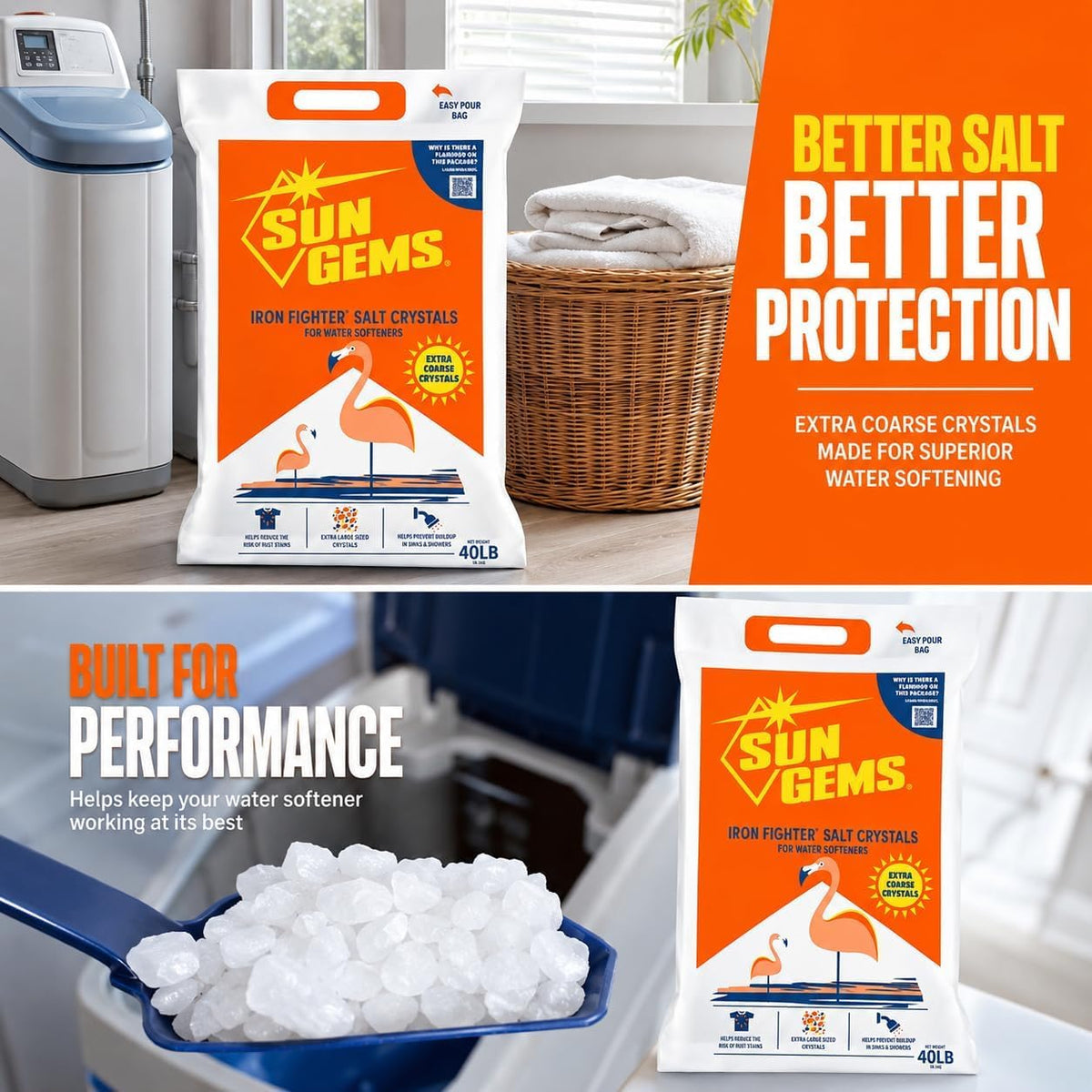 Water Softener Salt Crystals 40 lb Extra Coarse W484
