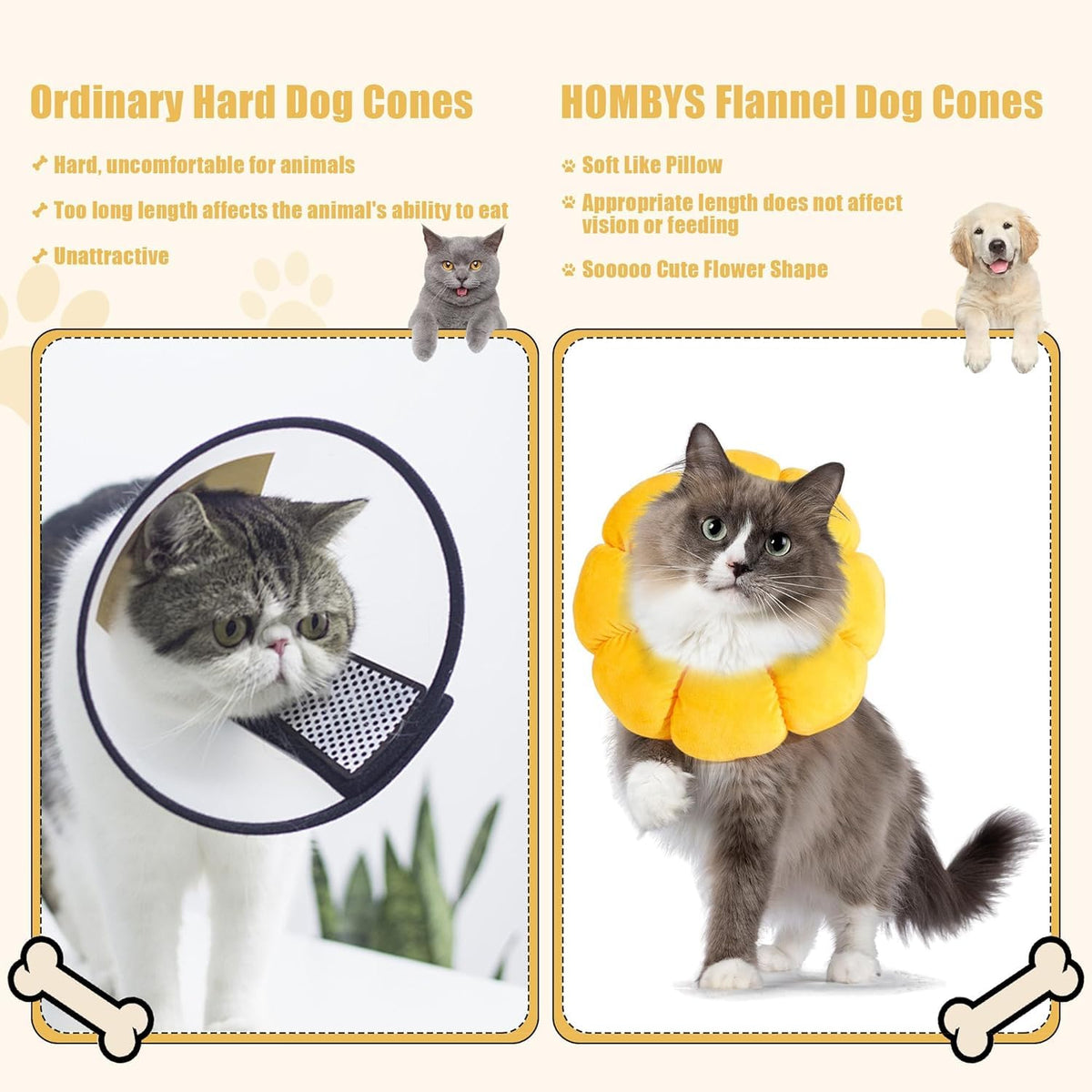 Soft Dog Cone for Dogs and Cats, Adjustable Dog Collar Alternative A461