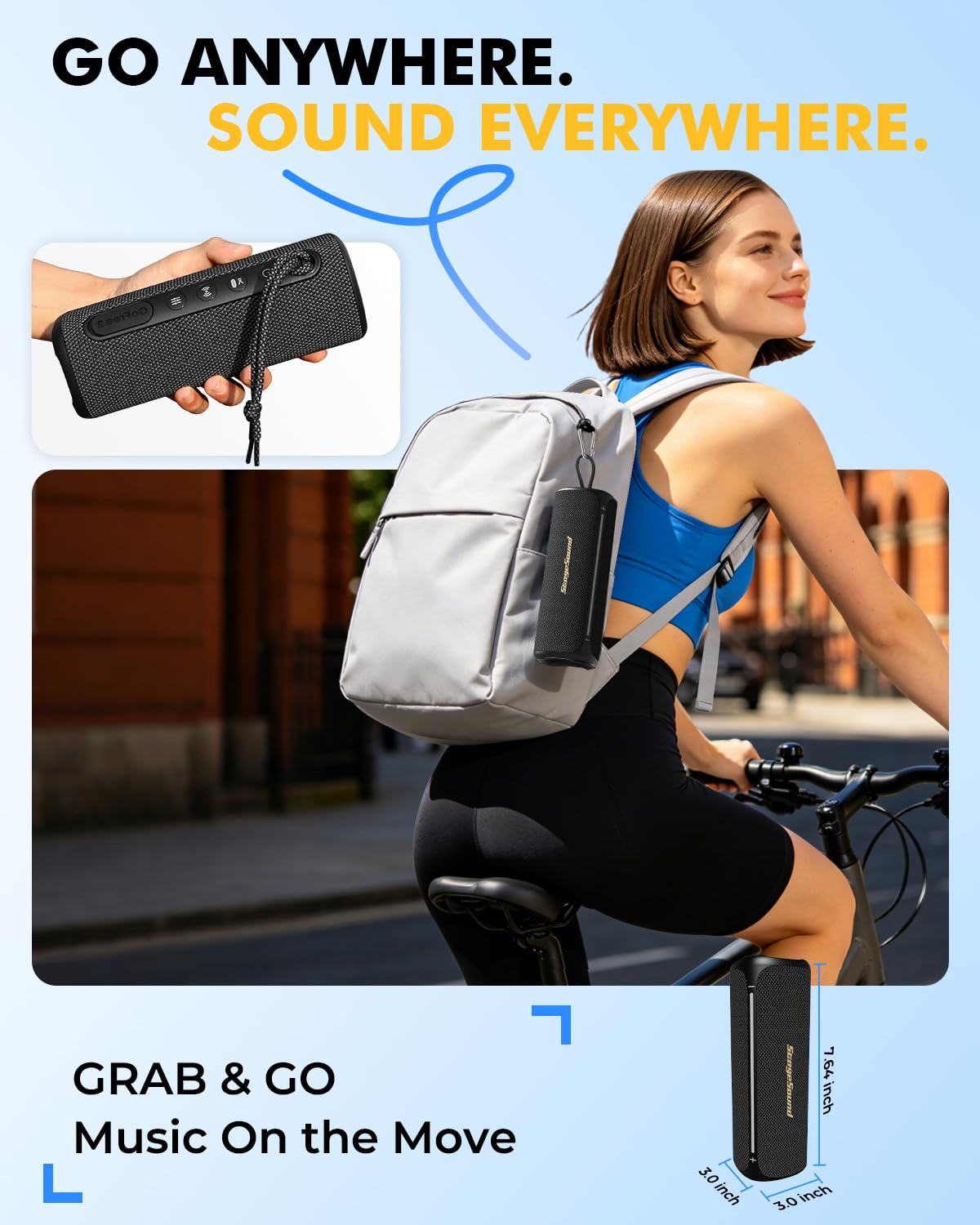 Portable Bluetooth Speaker IP67 Waterproof Black F174