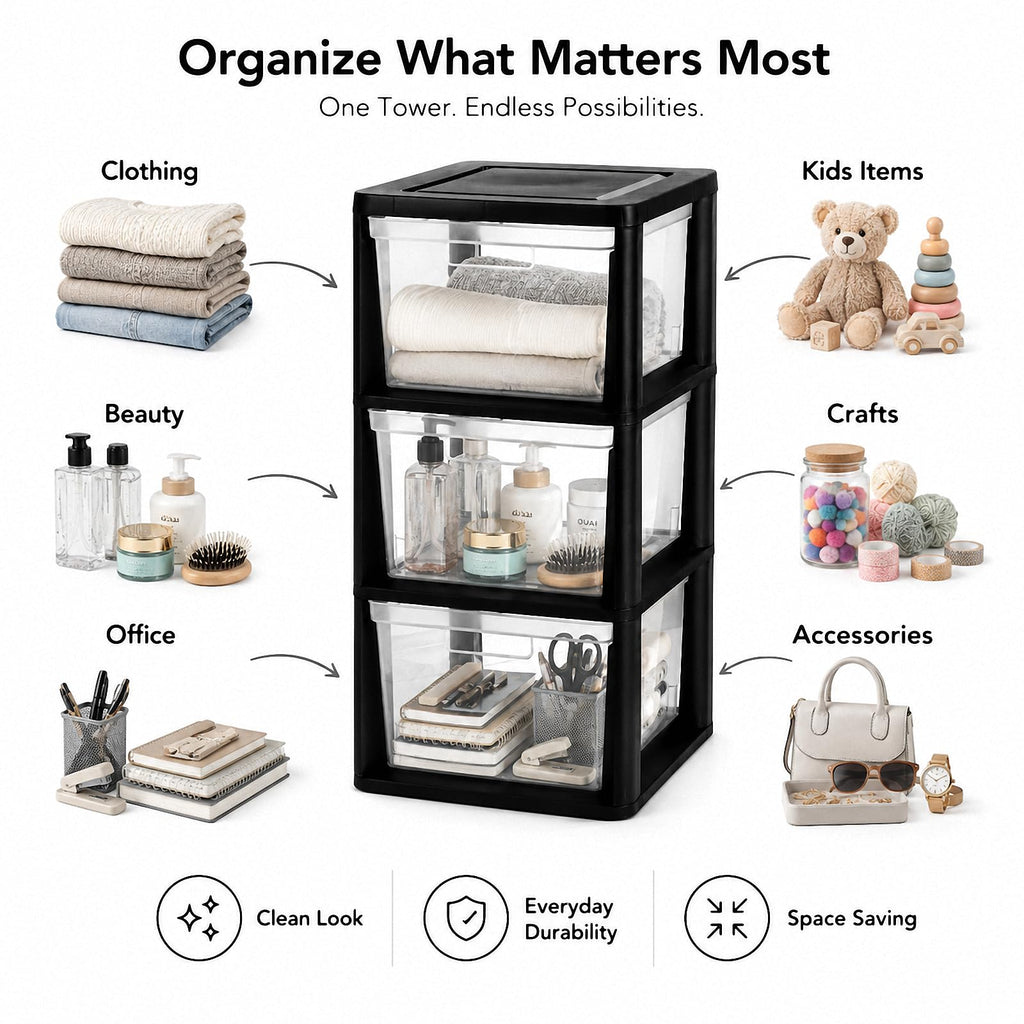 3-Drawer Plastic Storage Tower H1802