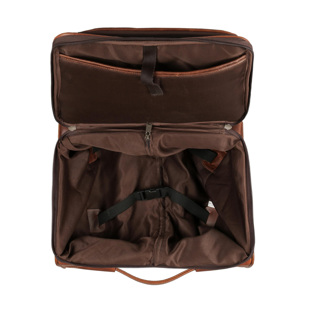 Leather Rolling Briefcase with Trolley Handle C8284