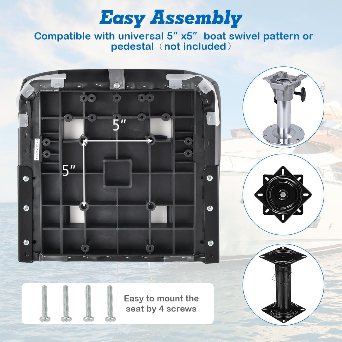 2 Pack Black Grey High Back Folding Boat Seats M23705