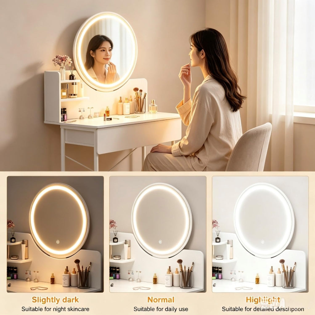 Vanity Desk with Mirror and LED Lights K522