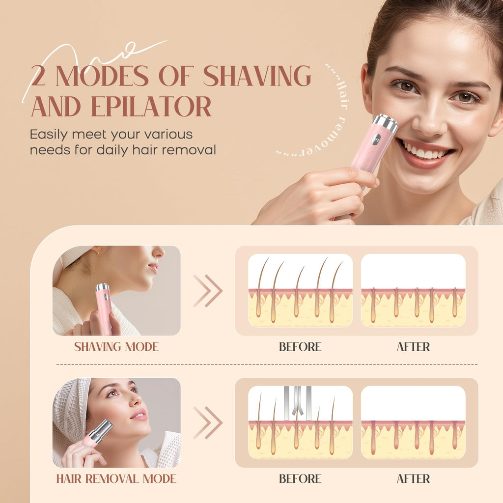 2-in-1 USB Rechargeable Electric Facial Hair Remover with LED Light O2844