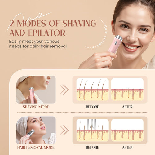 2-in-1 USB Rechargeable Electric Facial Hair Remover with LED Light O2844