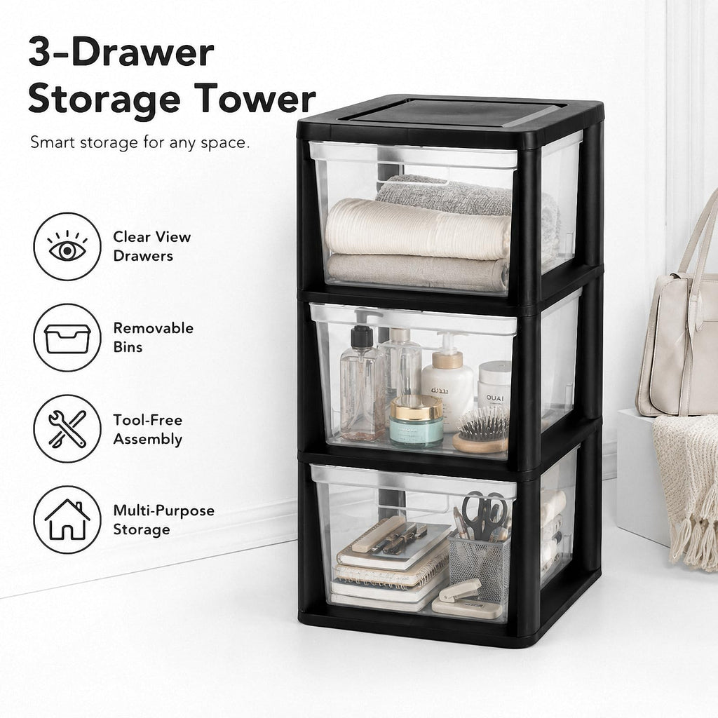 3-Drawer Plastic Storage Tower H1802