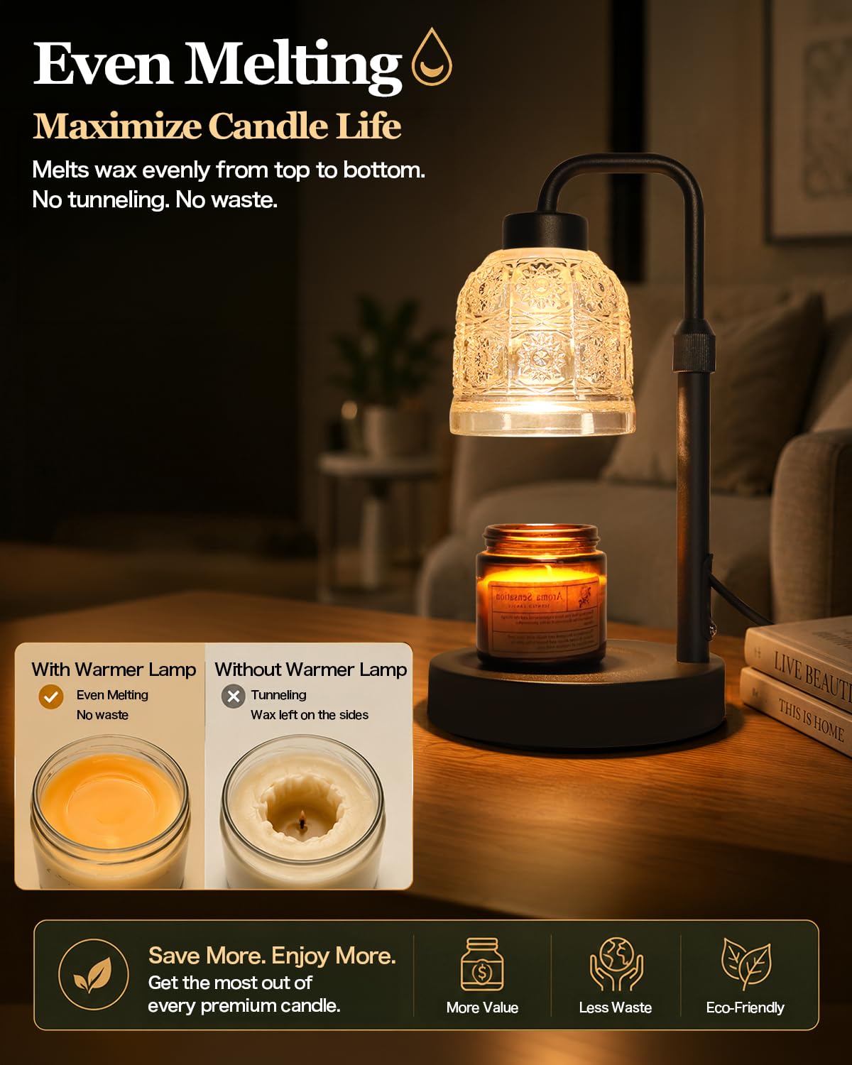 Candle Warmer Lamp with Timer, Gold O361