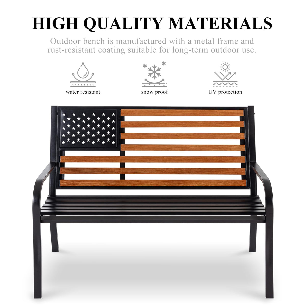 50" Outdoor Garden Bench with Weatherproof Seat Q14786