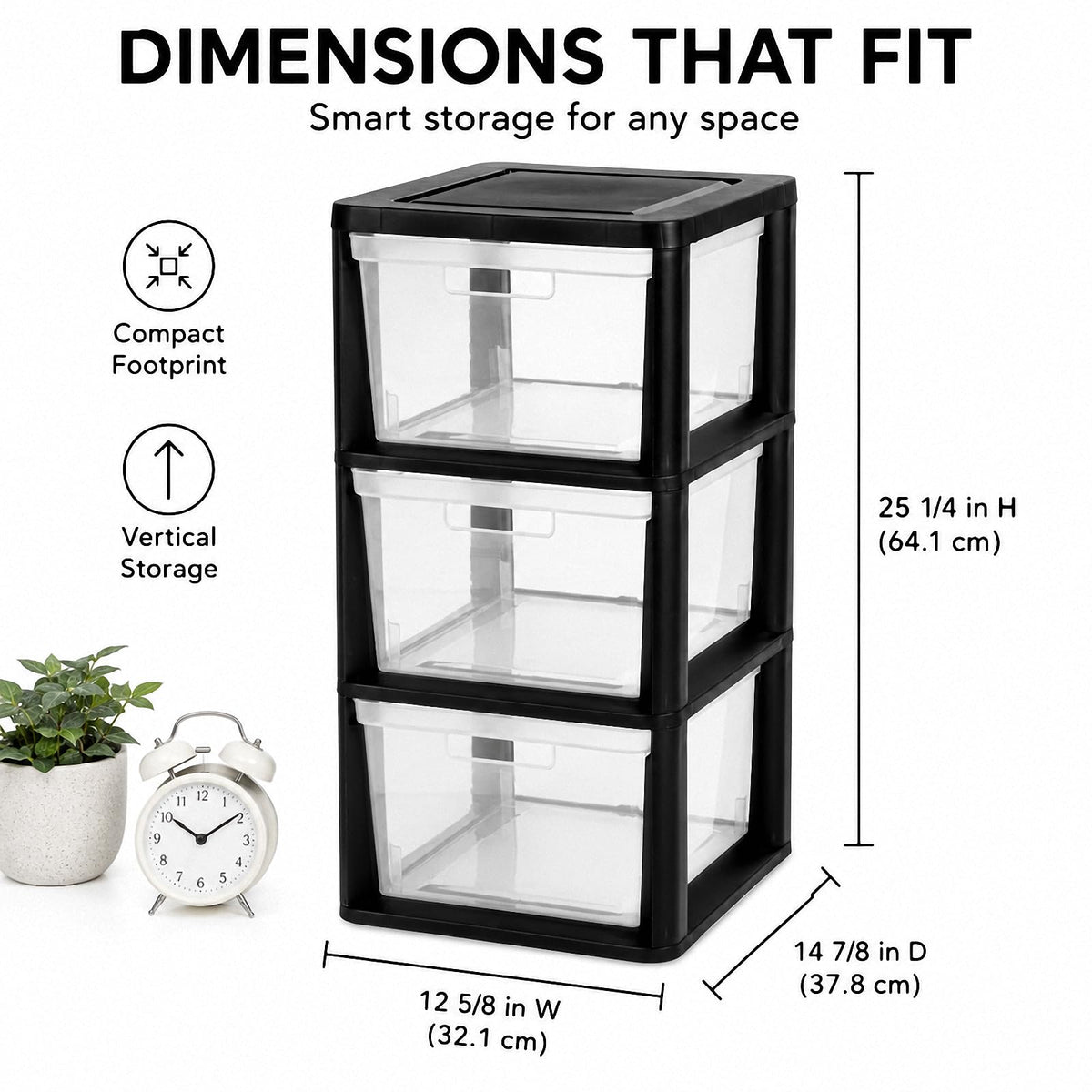 3-Drawer Plastic Storage Tower H1802