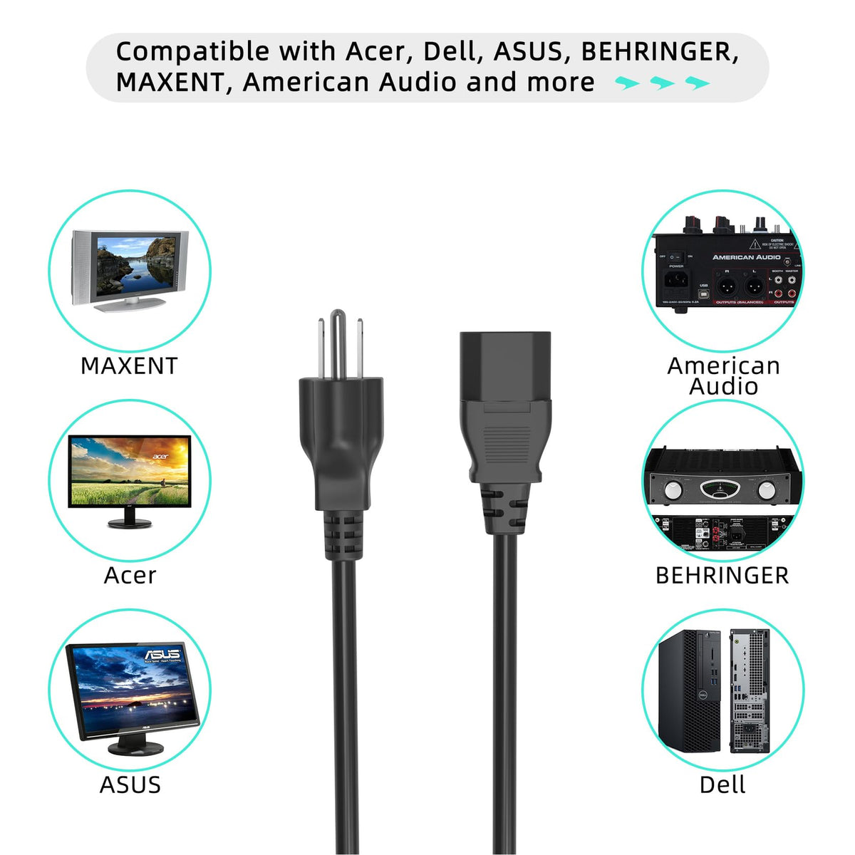 5ft AC Power Cord Cable T7481