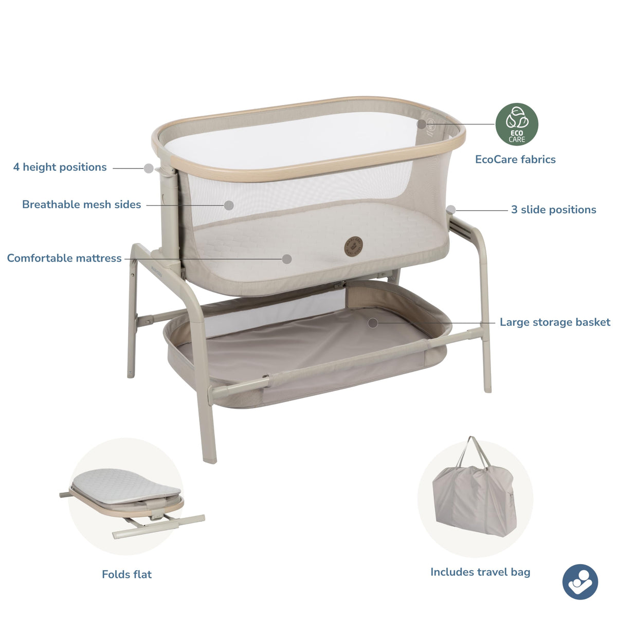 Baby Bassinet Bedside Sleeper with Storage Basket C9168