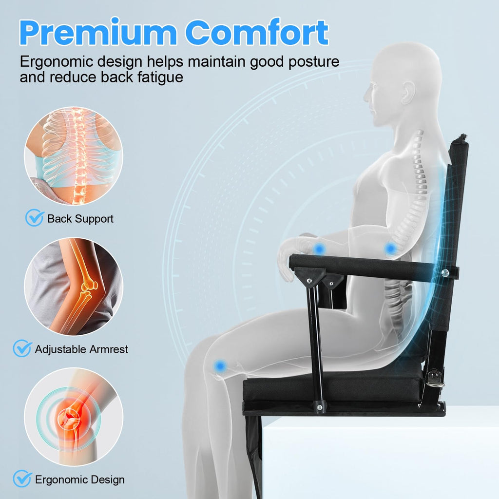 2 Pcs Black Stadium Seats with Back Support and Cushion G1506