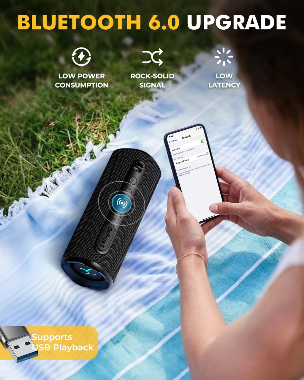 Portable Bluetooth Speaker IP67 Waterproof Black F174