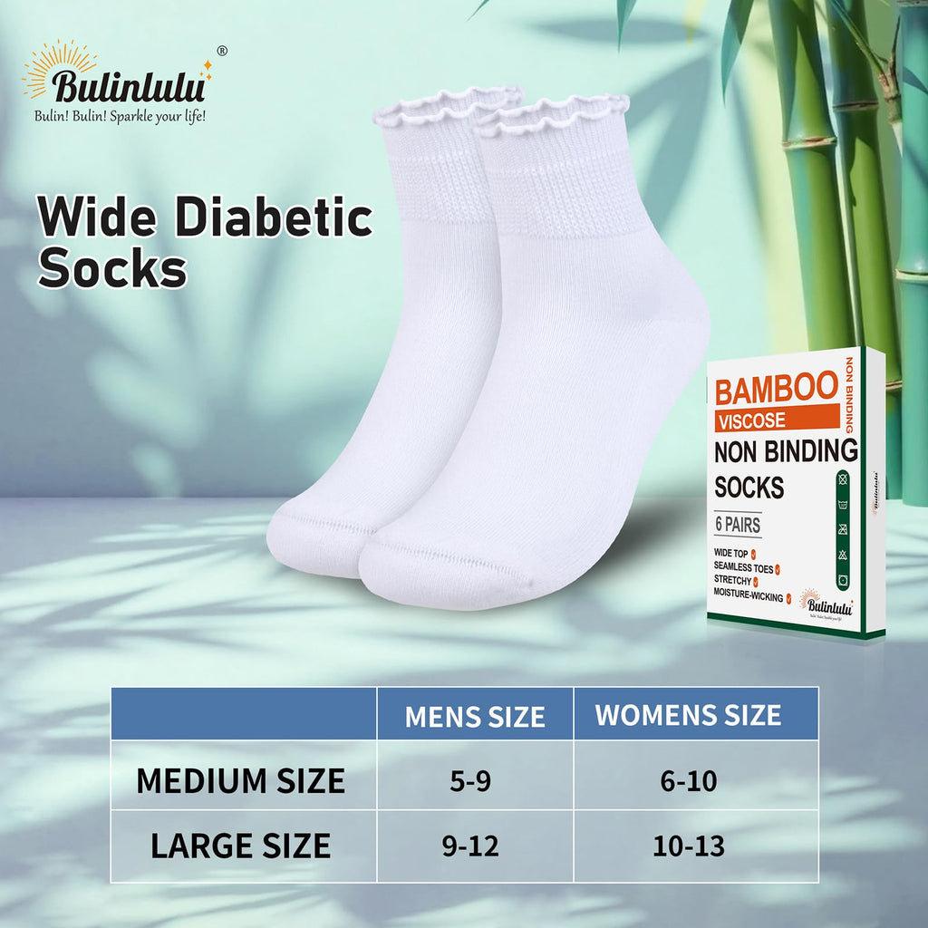 Women's 6 Pairs Non-Binding Diabetic Socks Size 9-11 K730