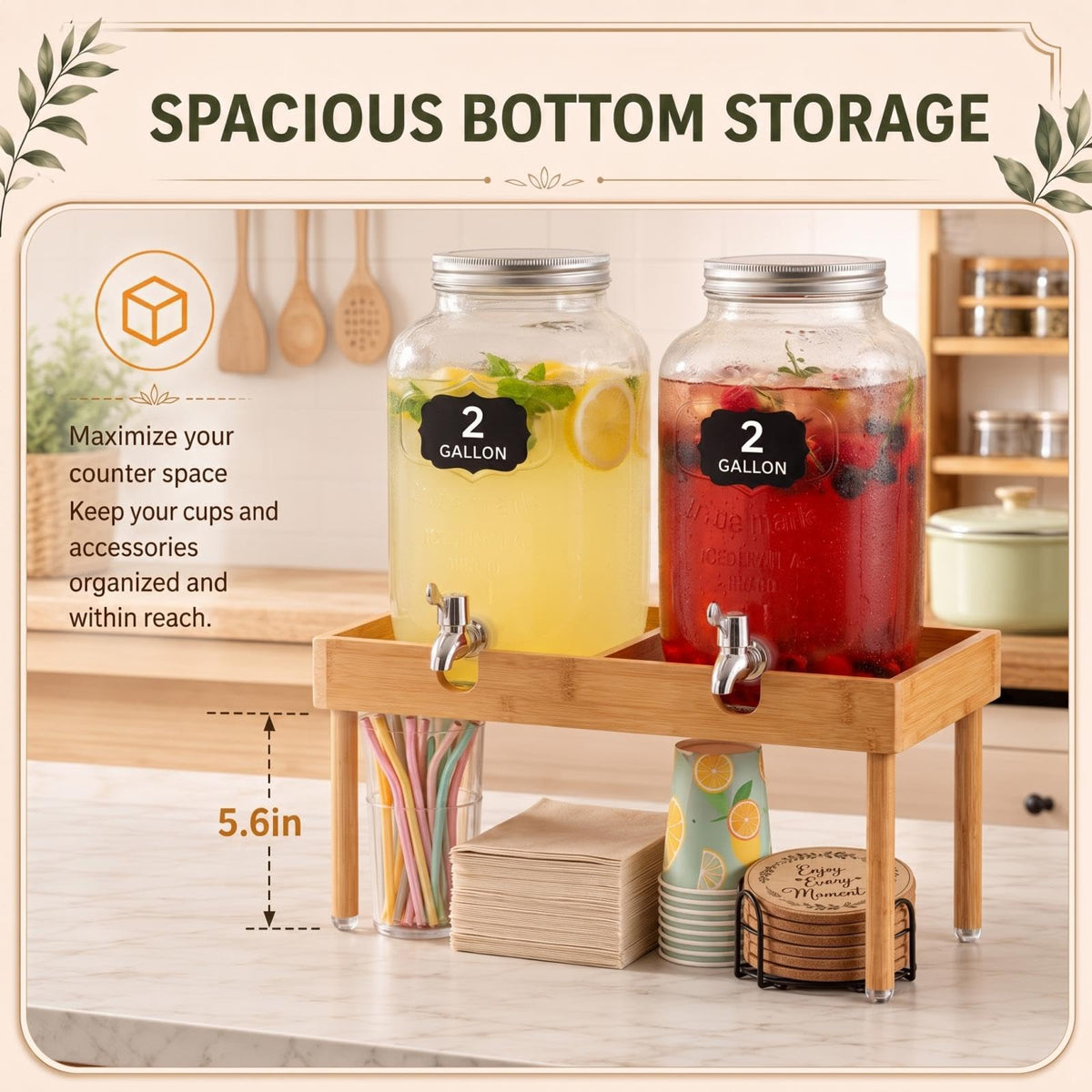 Bamboo Drink Dispenser Stand X3875
