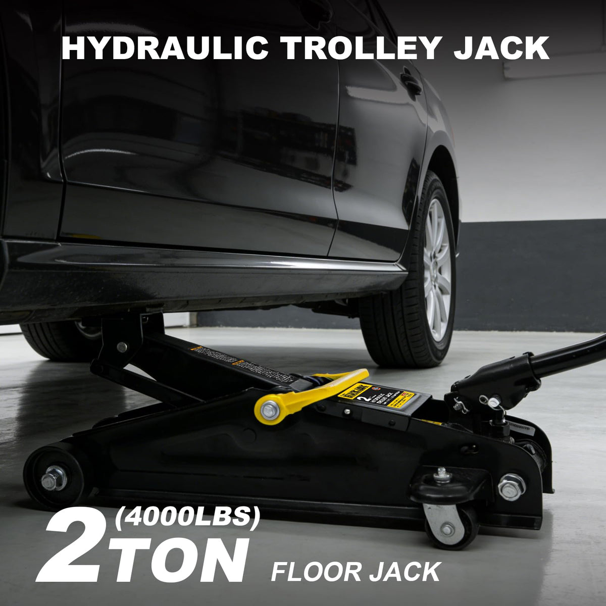 2 Ton Hydraulic Floor Jack, 4000 lbs Low Profile Steel Car Jack, Black R5017