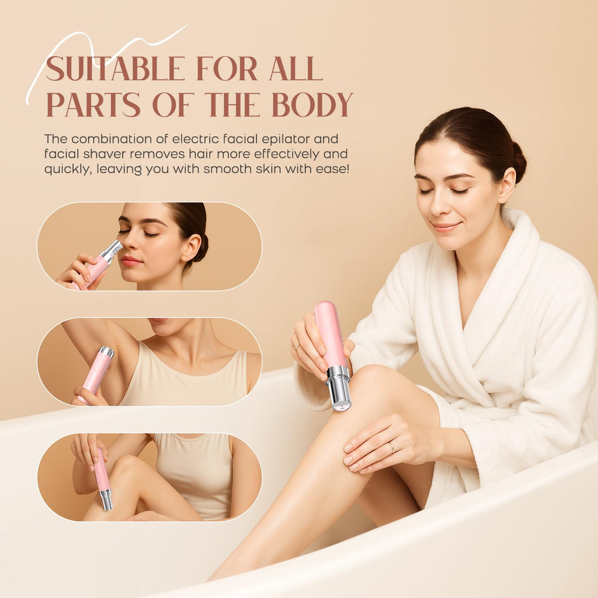 2-in-1 USB Rechargeable Electric Facial Hair Remover with LED Light O2844