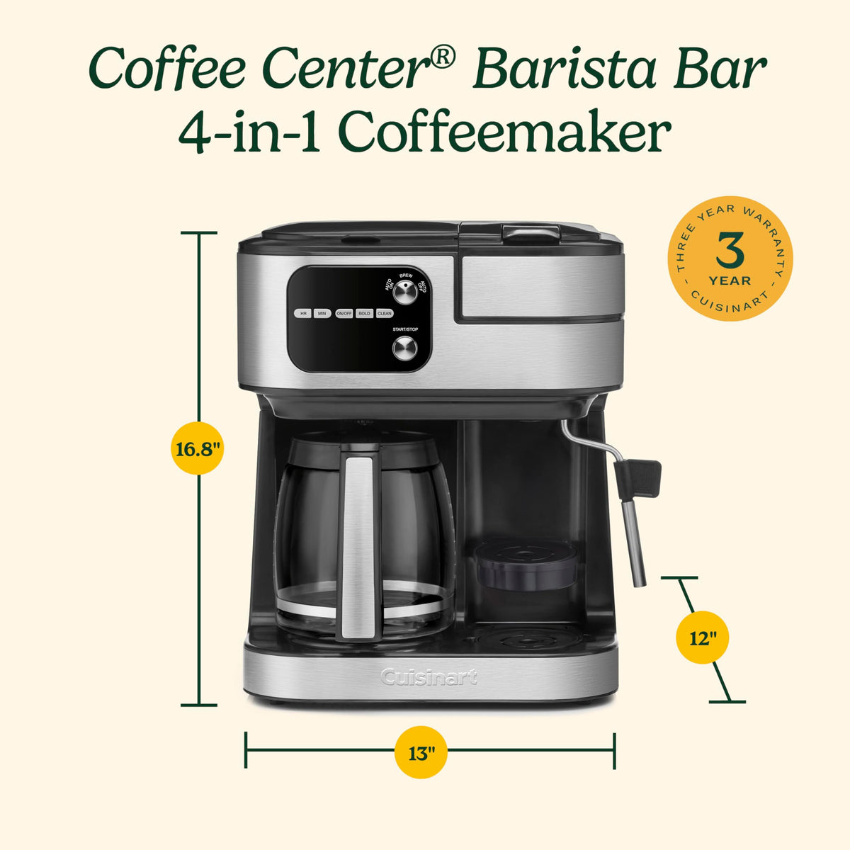4-in-1 Coffee Maker with Three Brewing Sizes, Black K197315