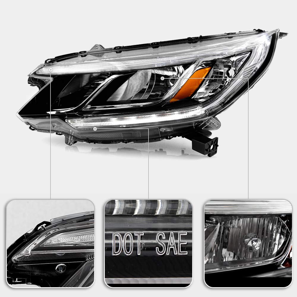 For 2015-2016 Honda CRV Halogen Type LED DRL Headlights Assembly Pair Set Left+Right Z826
