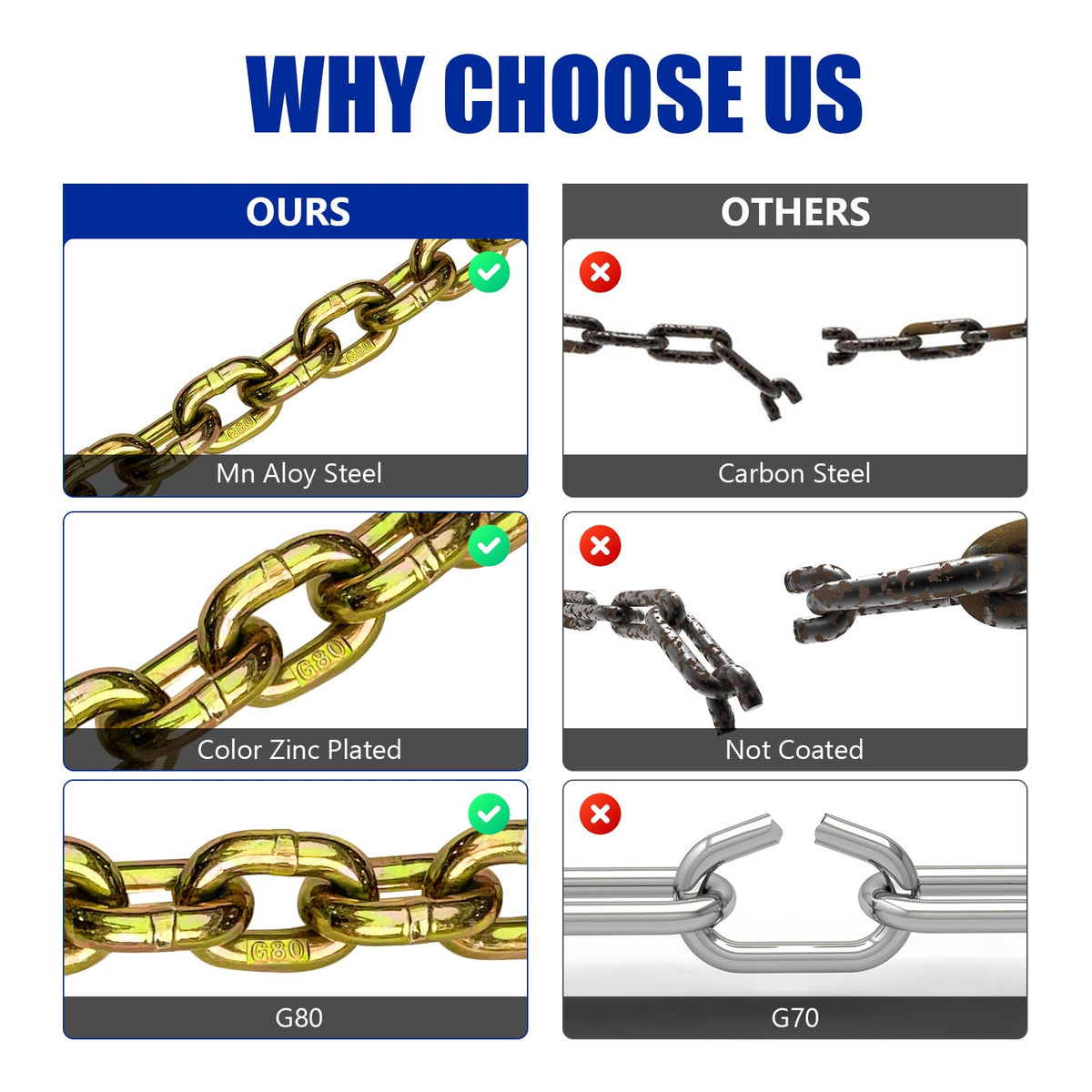 3/8 Chain Trailer Chains with Hooks Grade 80 N712