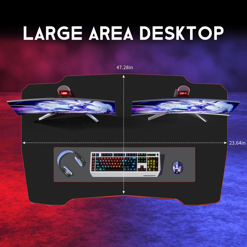 47 Inch Z Shaped Gaming Desk with Headphone Hook D64410