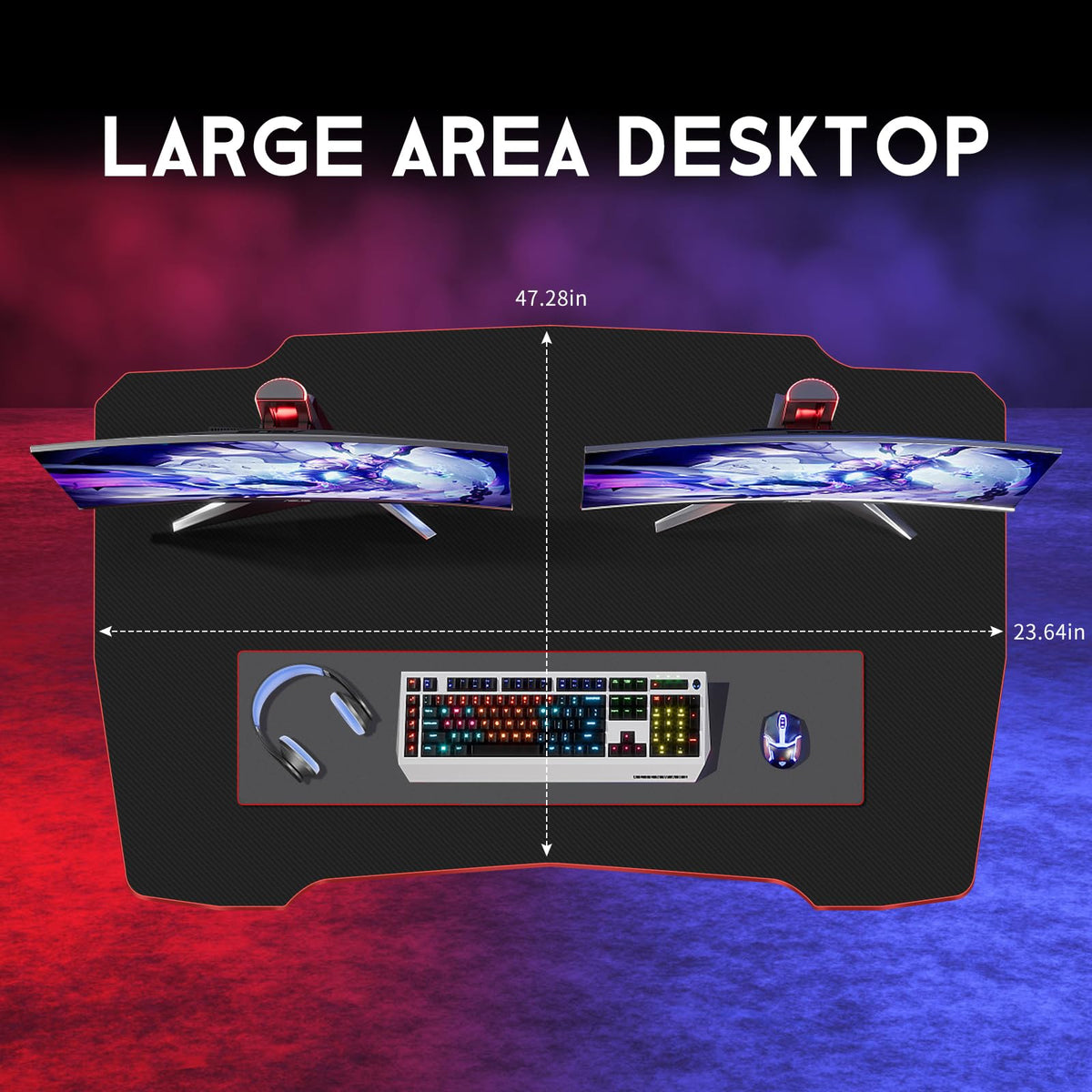 47 Inch Z Shaped Gaming Desk with Headphone Hook D64410