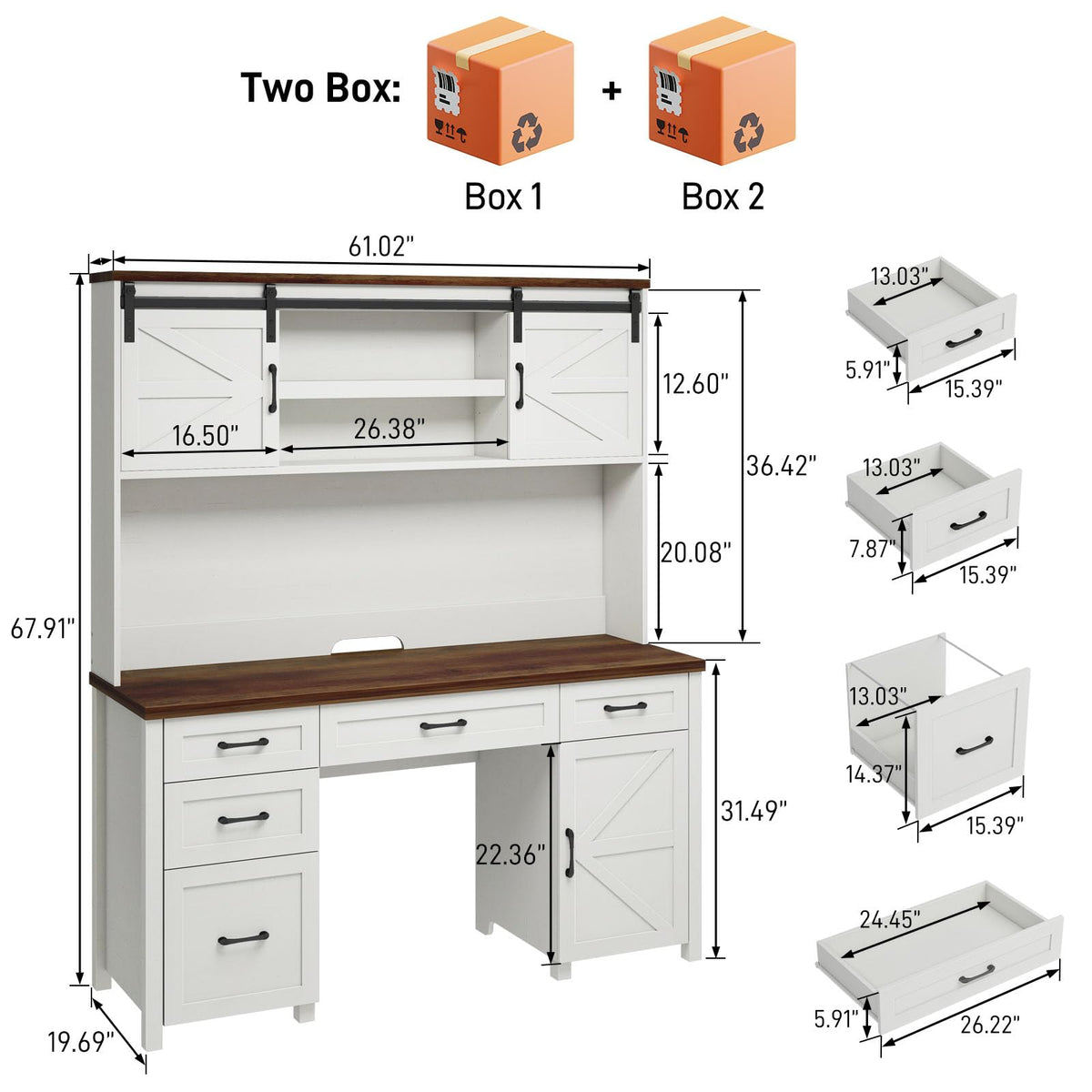 67" Executive Desk with File Drawer K3075