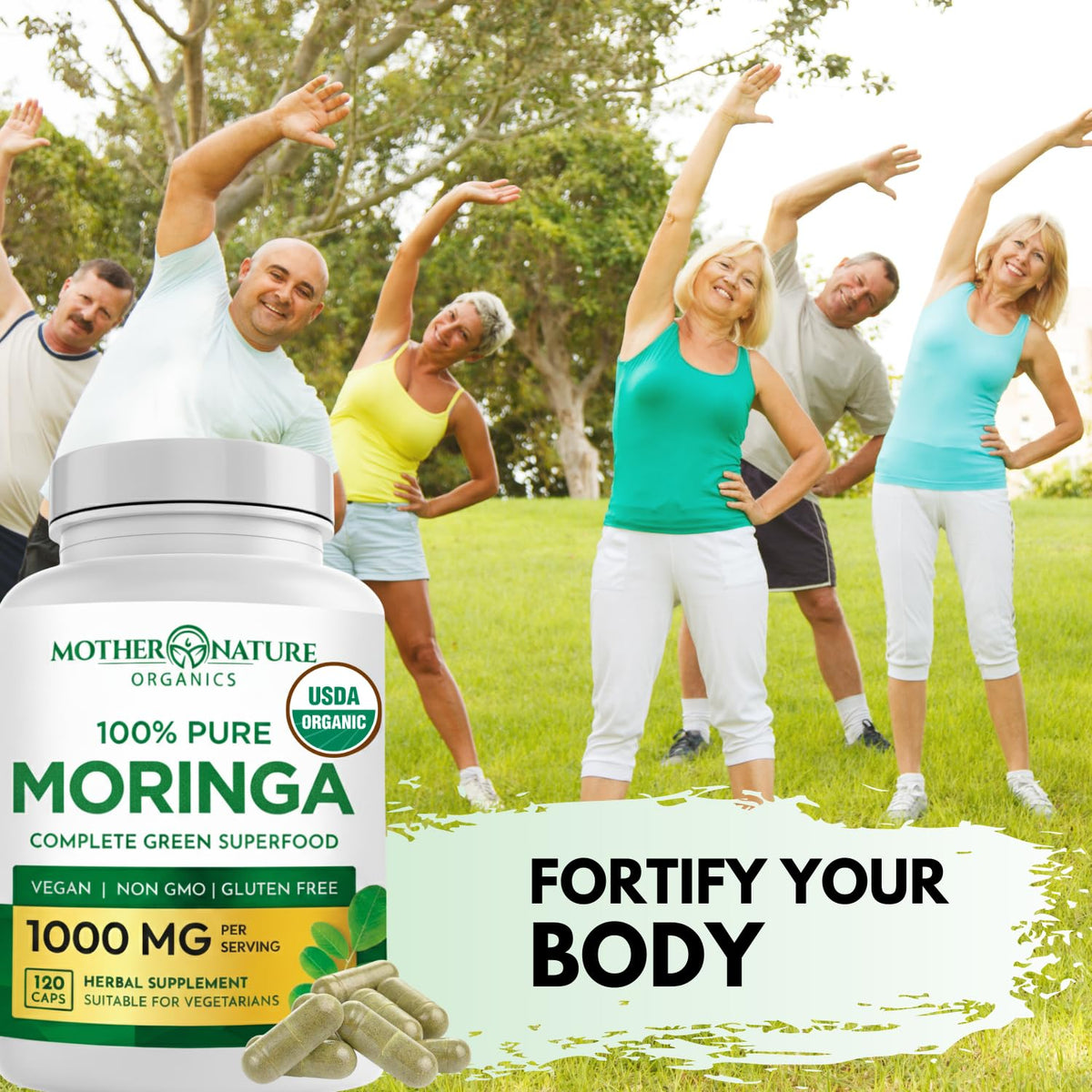 Organic Moringa Leaf Capsules 1000mg 120 Ct Y357