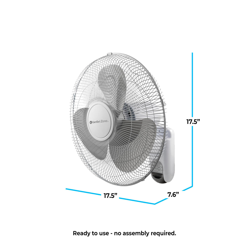16 inch 3 Speed Oscillating Wall Mount Fan with Remote Control X258