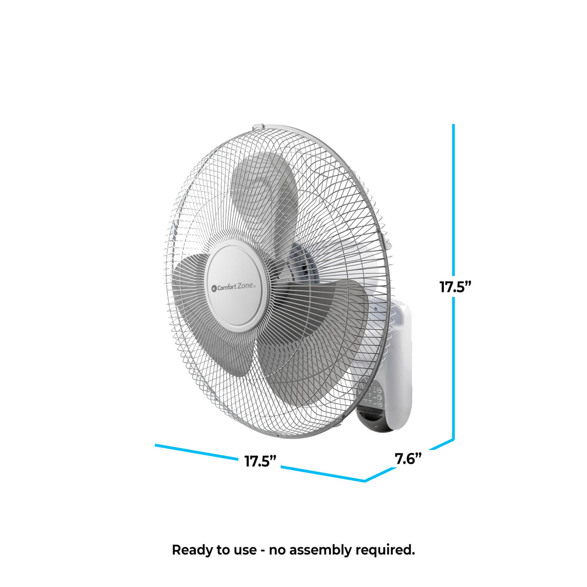 16 inch 3 Speed Oscillating Wall Mount Fan with Remote Control X258