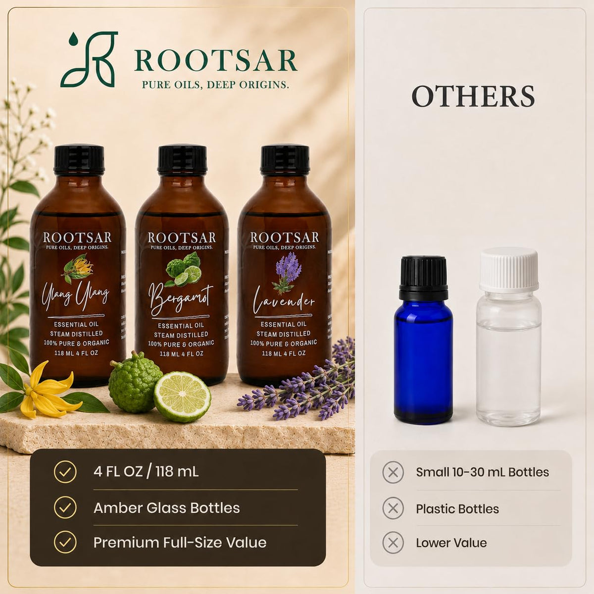 3 Pack Lavender Ylang Ylang Bergamot Essential Oils 4 Fl Oz J556