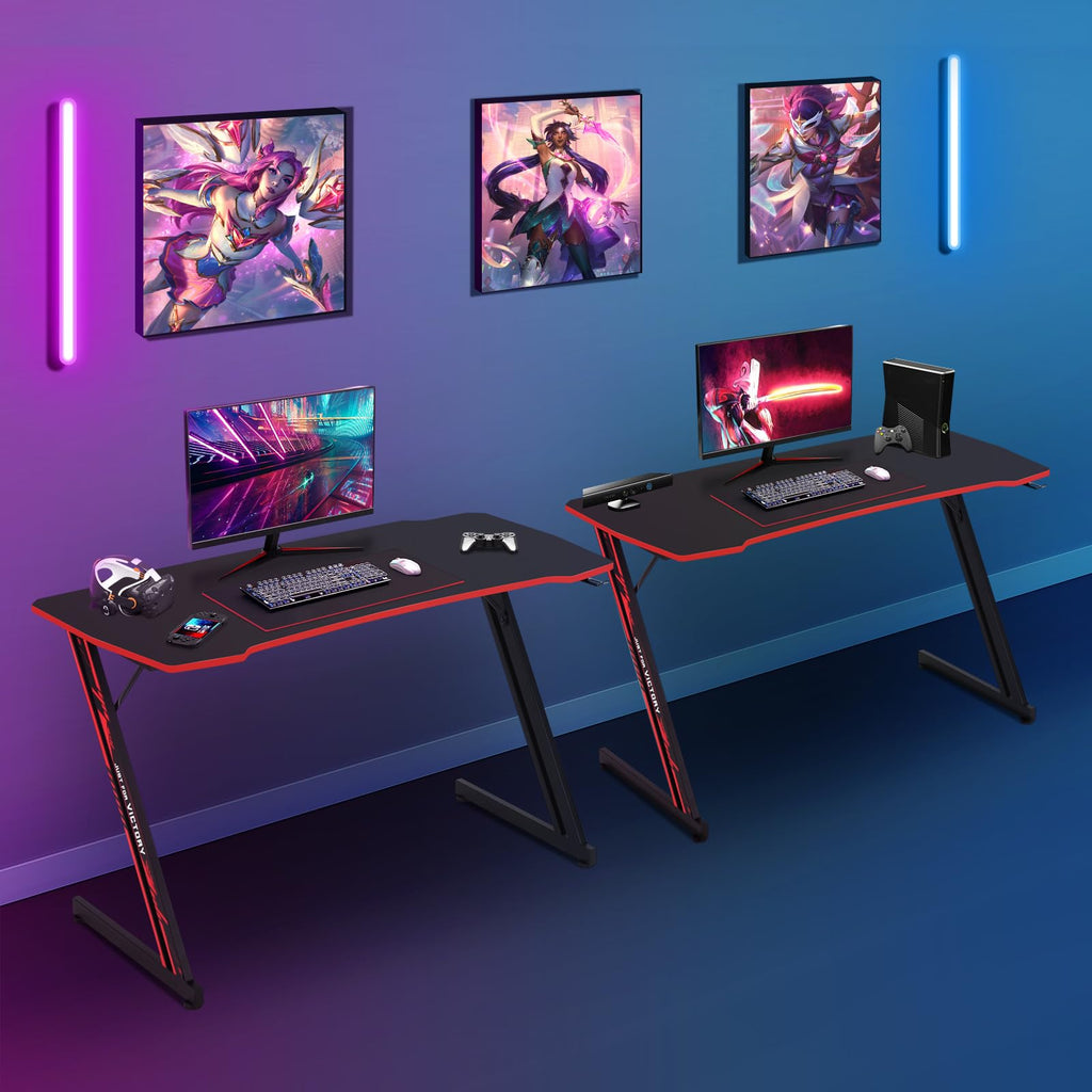 47 Inch Z Shaped Gaming Desk with Headphone Hook D64410