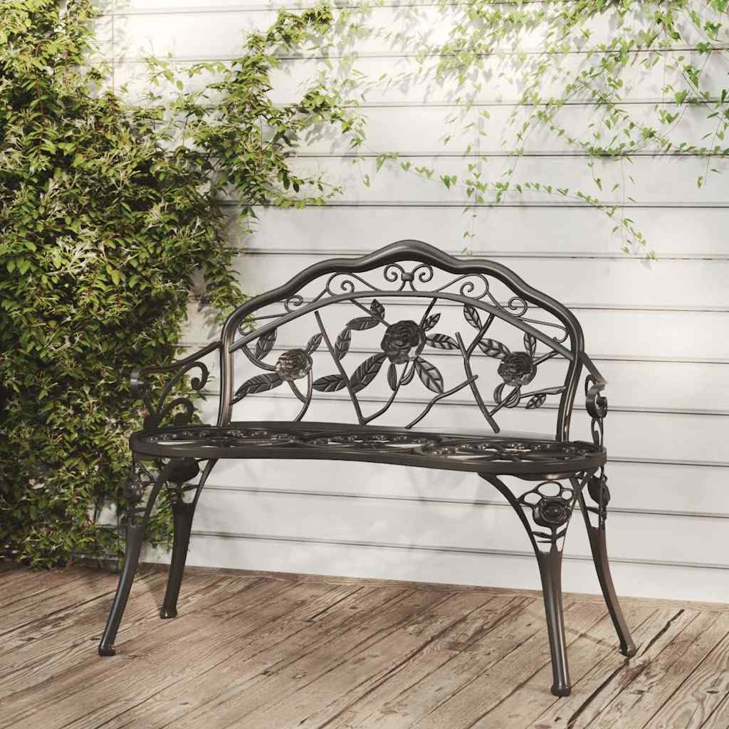 Cast Aluminum Black Patio Bench Y209562