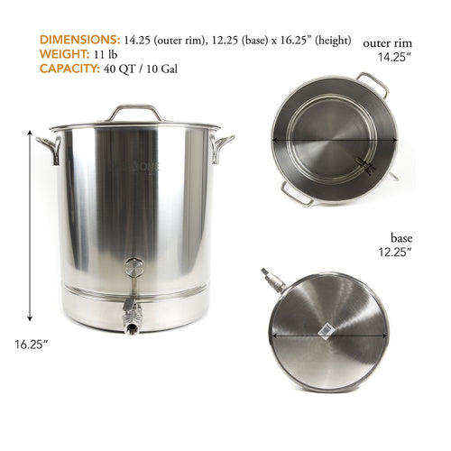 10 Gallon Stainless Steel Brew Kettle Pot 4 PC Set D28222