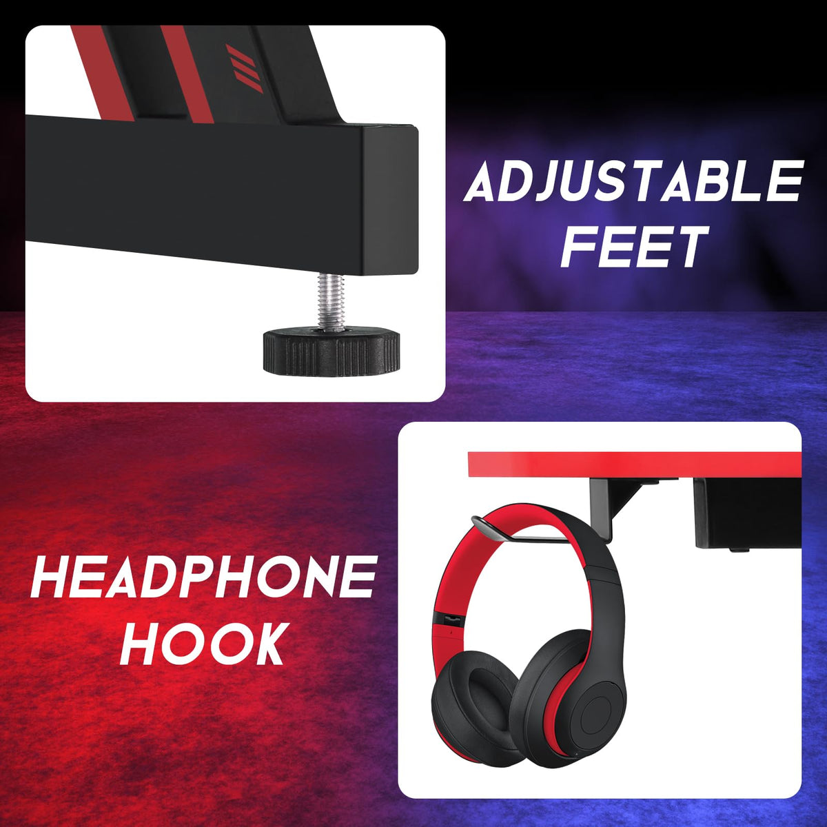 47 Inch Z Shaped Gaming Desk with Headphone Hook D64410