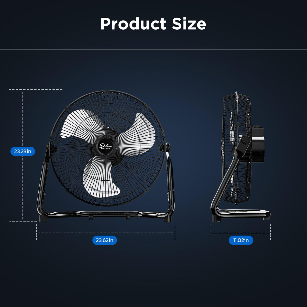 20 Inch 3-Speed High Velocity Metal Floor Fan R28376