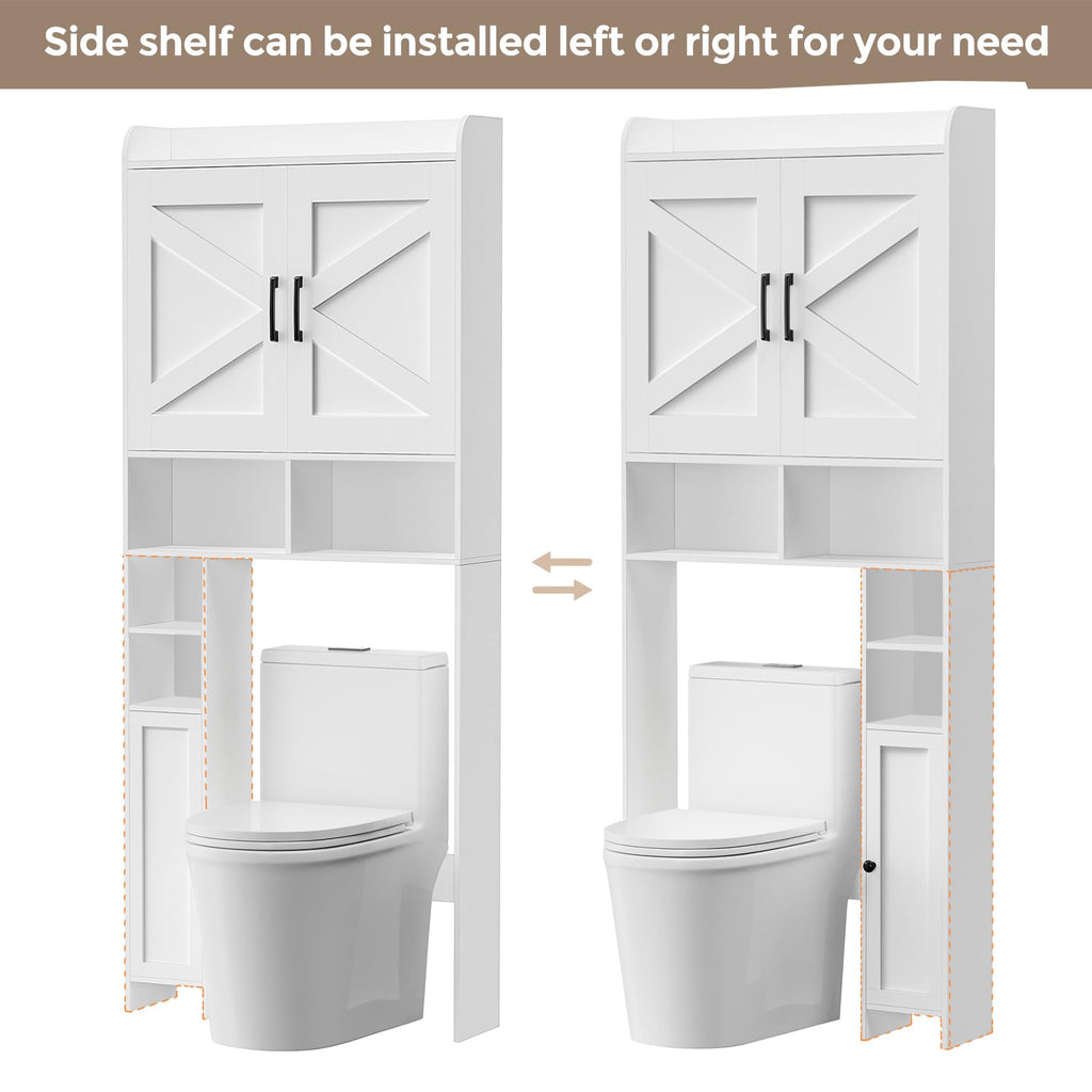 Wooden Over The Toilet Storage Cabinet with Barn Door F418590