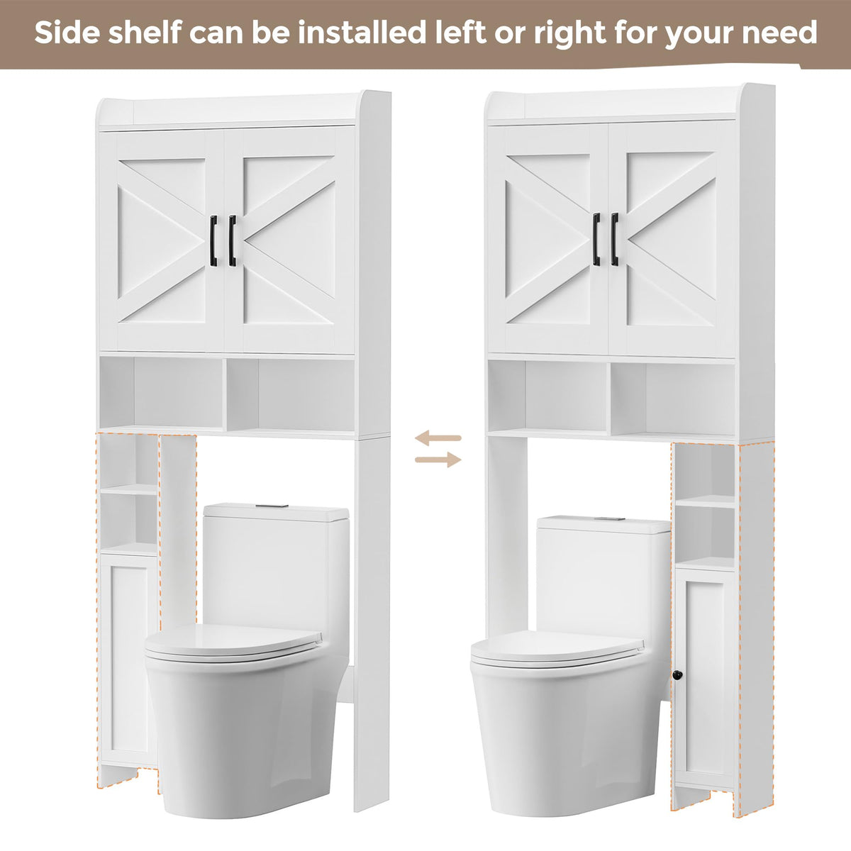 Wooden Over The Toilet Storage Cabinet with Barn Door F418590