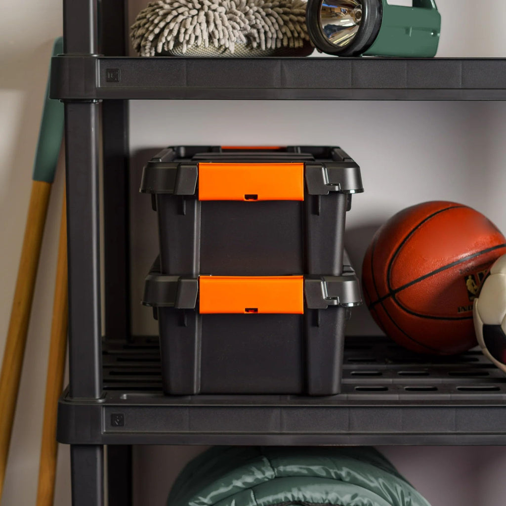 Heavy Duty Plastic Storage Bins with Lockable Lids, Black G2751