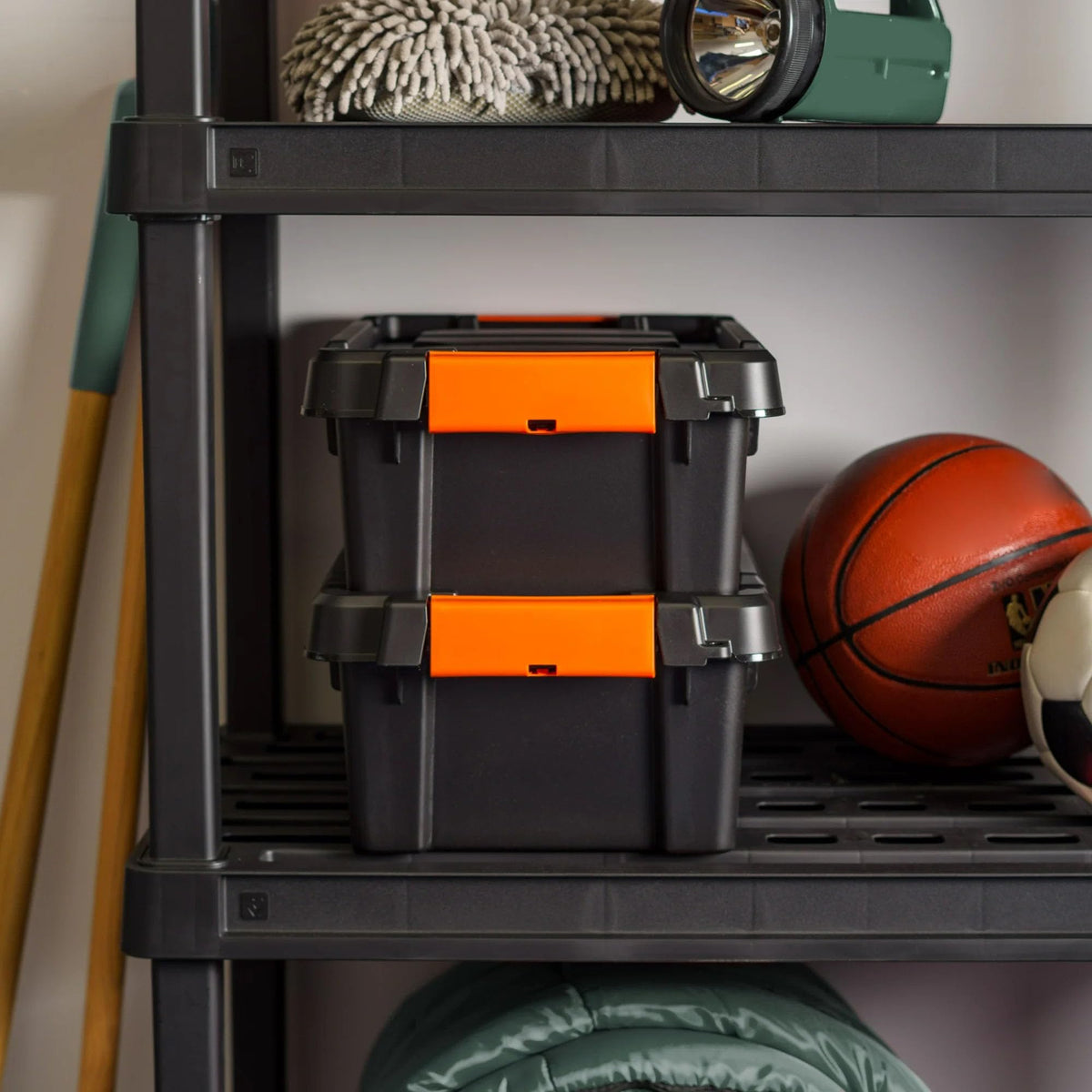 Heavy Duty Plastic Storage Bins with Lockable Lids, Black G2751
