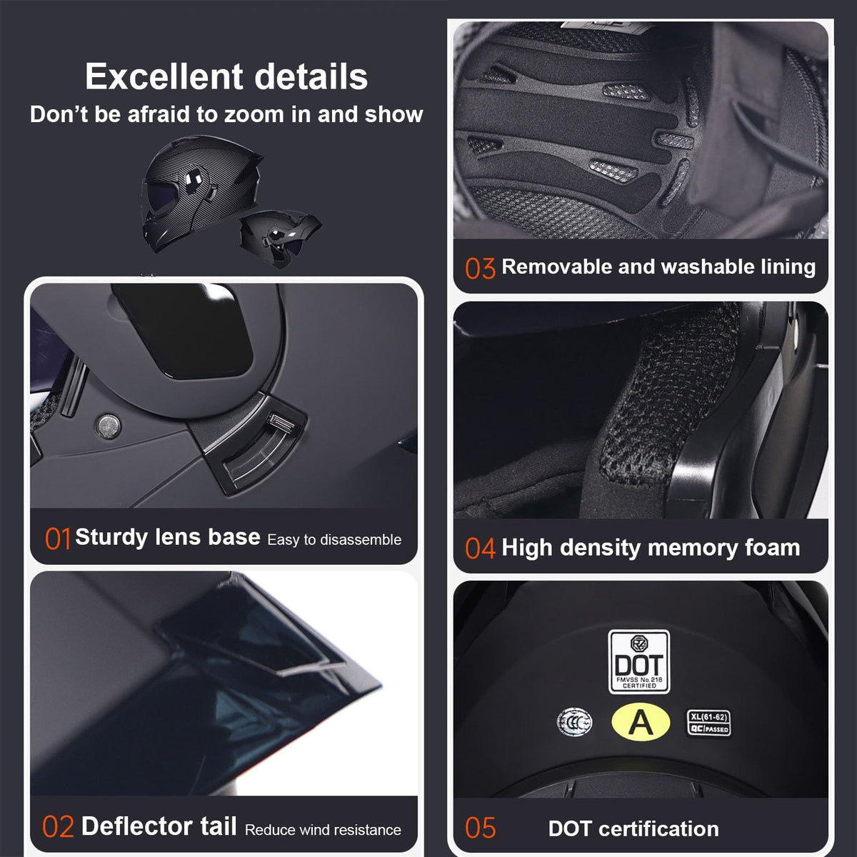 Modular Bluetooth Motorcycle Helmet DOT Approved Dual Visor Flip up Y57189