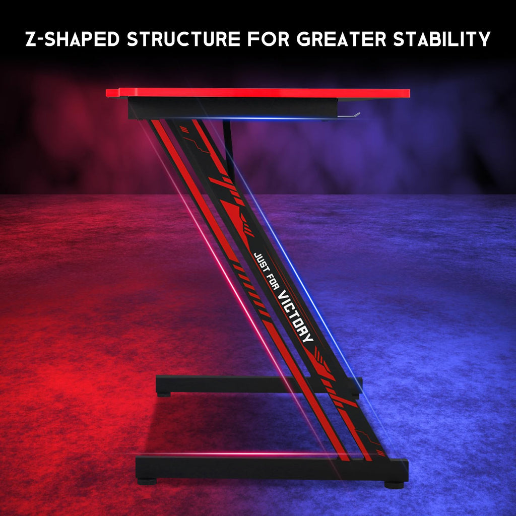 47 Inch Z Shaped Gaming Desk with Headphone Hook D64410