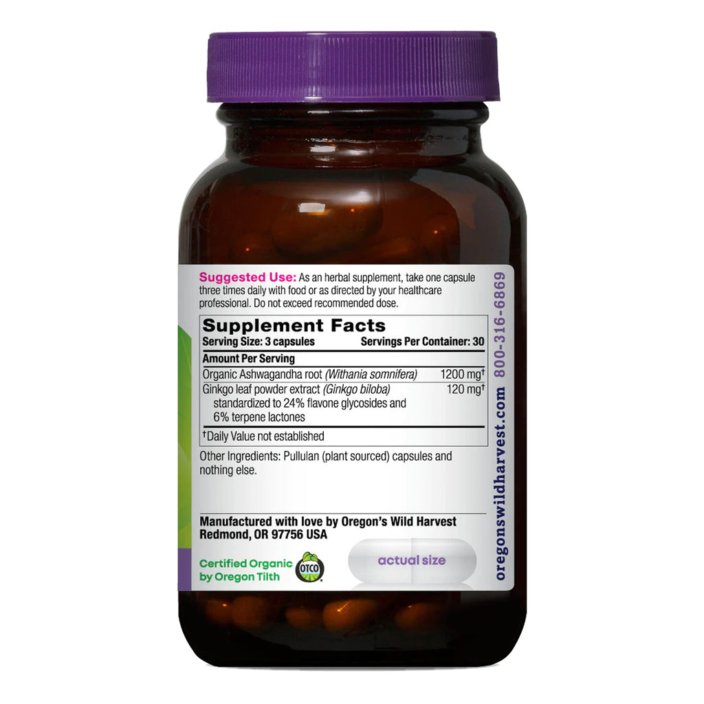 Organic Ashwagandha Ginkgo Vegan Capsules 90 Count C307483