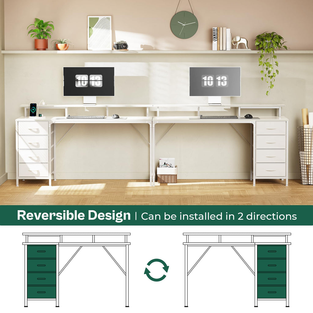 55 Inch White Computer Desk with 4 Drawers R3144